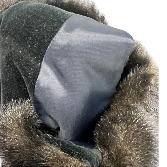 VTG 80's/90's Kathleen for Sweet Herb Dark brown Faux Fur/Velvet Vest Sz M/L - Picture 13 of 13